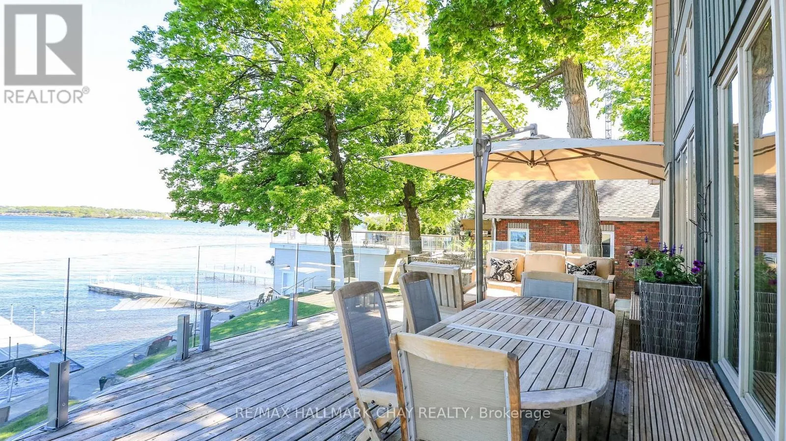 Glass-railed deck overlooking Georgian Bay